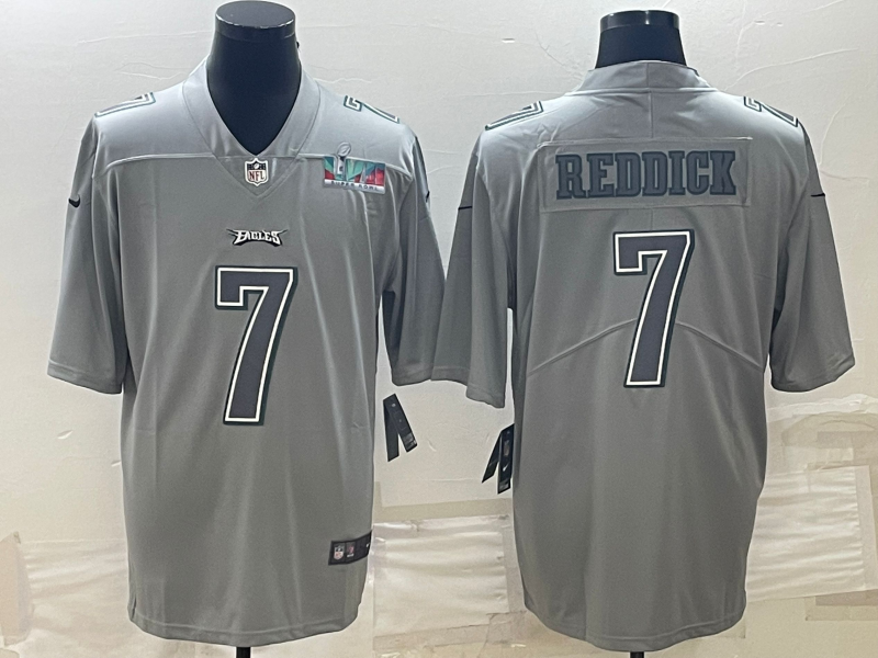 Men's Philadelphia Eagles #7 Haason Reddick Gray Super Bowl LVII Patch Atmosphere Fashion Stitched Jersey
